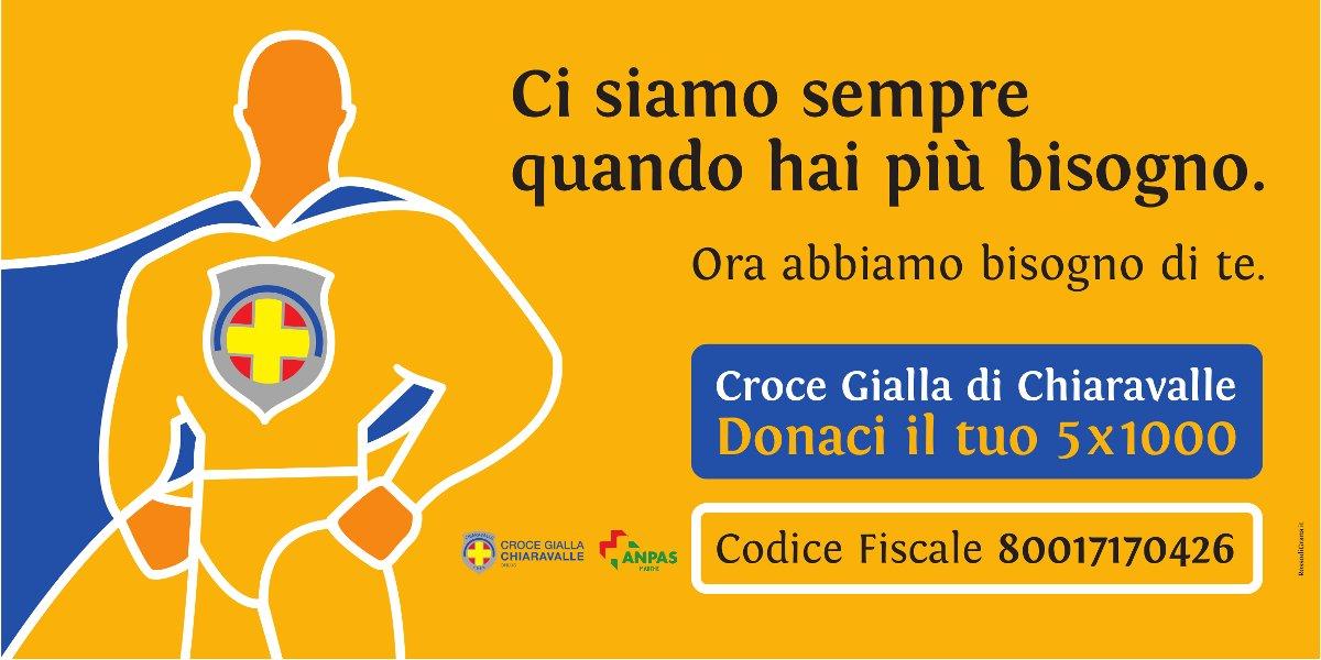 Dona il 5 per mille alla Croce Gialla di Chiaravalle. Il nostro codice Fiscale &egrave; 80017170426.