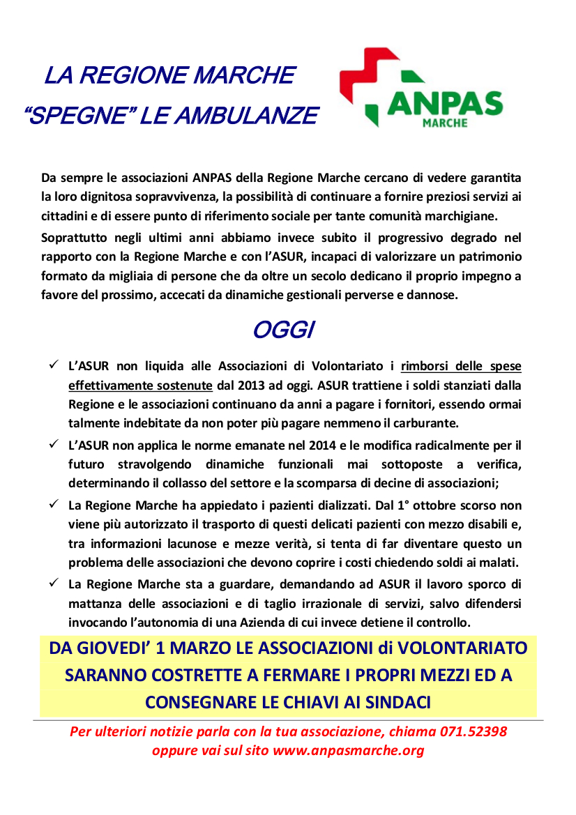 Volantino Blocco mezzi ANPAS